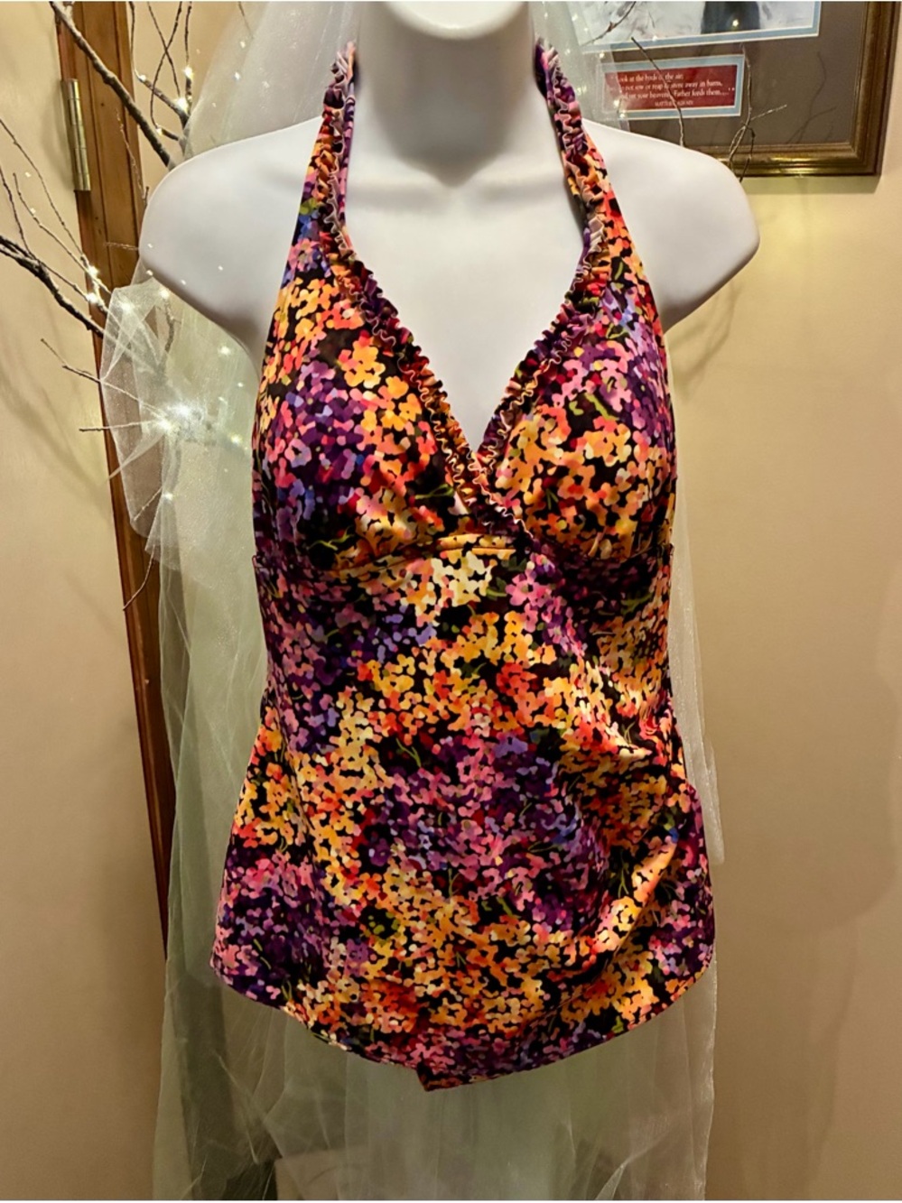 Suddenly Slim Floral Halter One-Piece